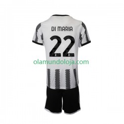 Camisola Juventus Di Maria 22 Criança Equipamento Primeiro 2022-2023 Manga Curta